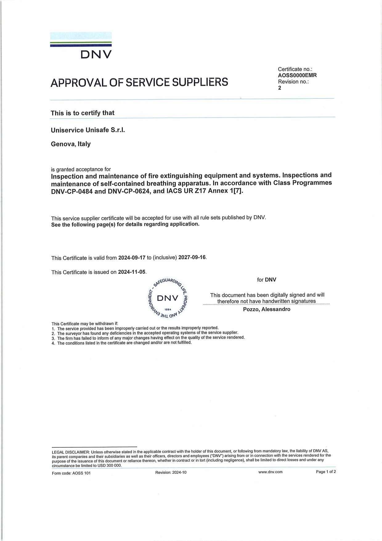 DNV Approval Certificate